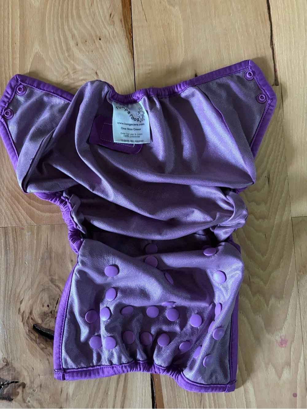 Adjustable Purple Reusable Diaper Cover with Snap Closures